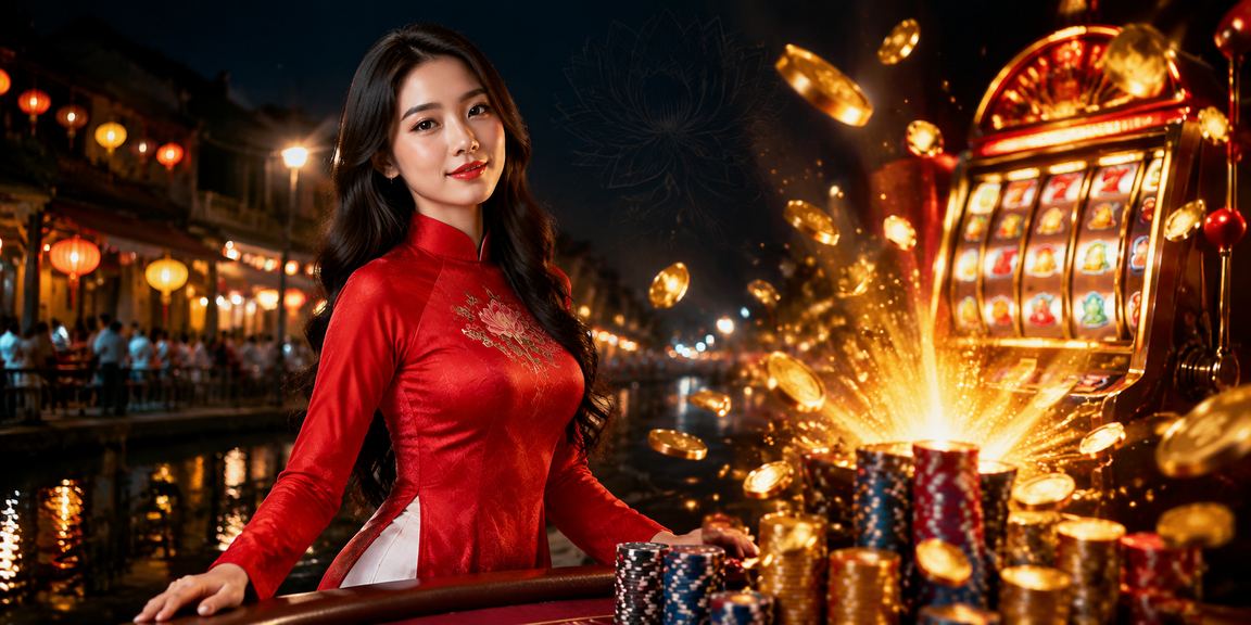 Người phụ nữ áo dài Hà Nội chơi slot game trực tuyến