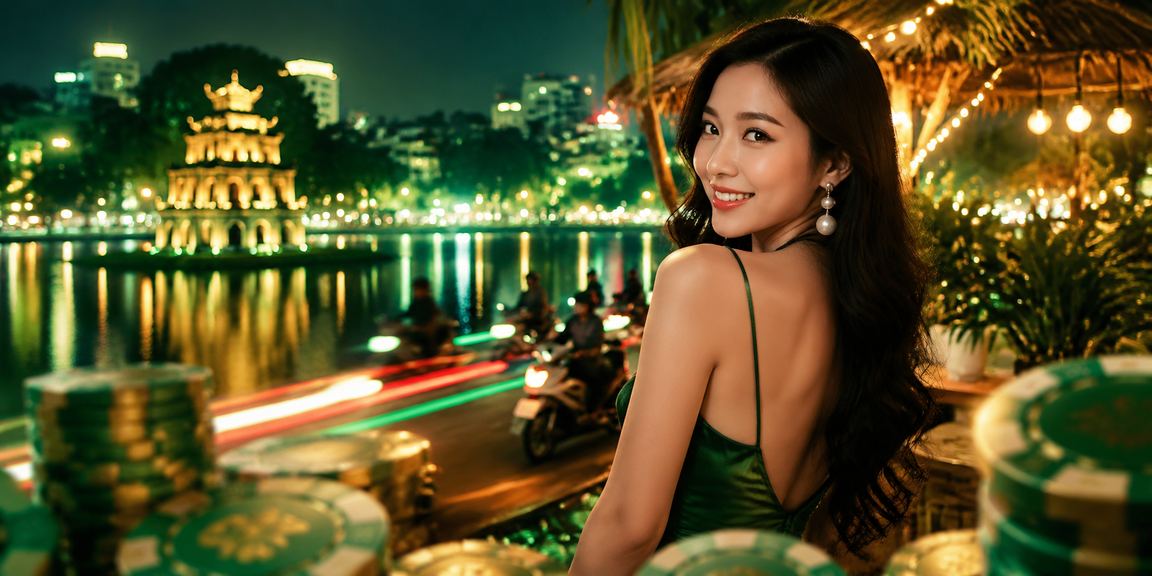 Biển hiệu neon cá cược thể thao tại Hà Nội về đêm