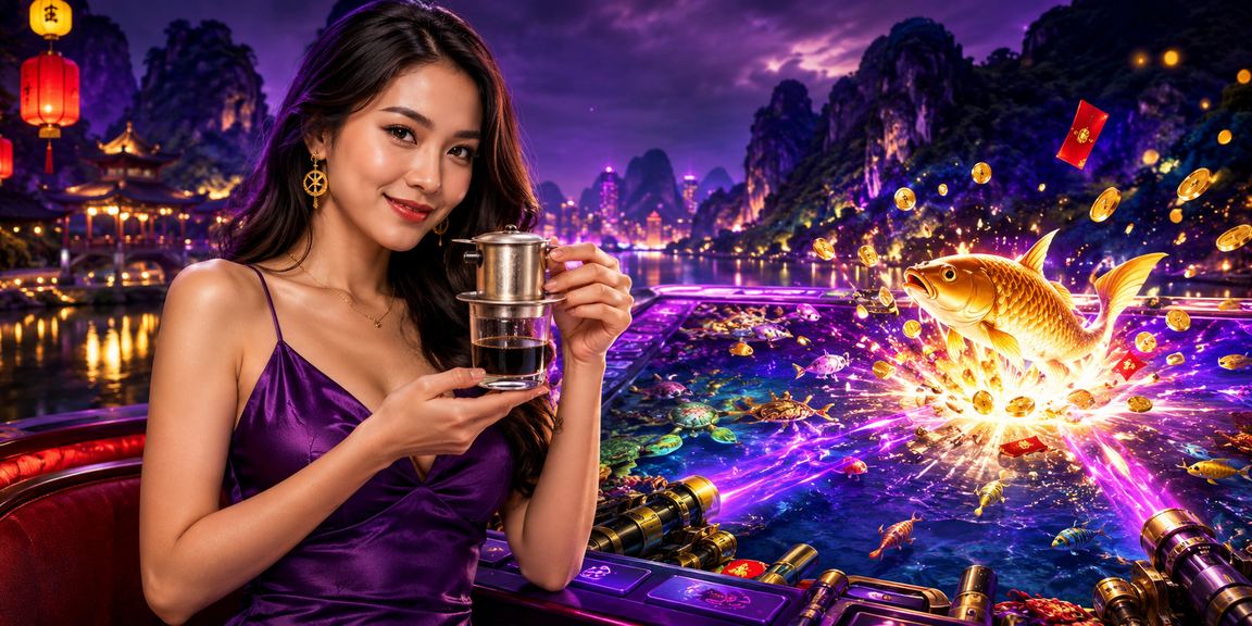 Người dùng Ninh Bình chơi game bắn cá trực tuyến bên tách cà phê