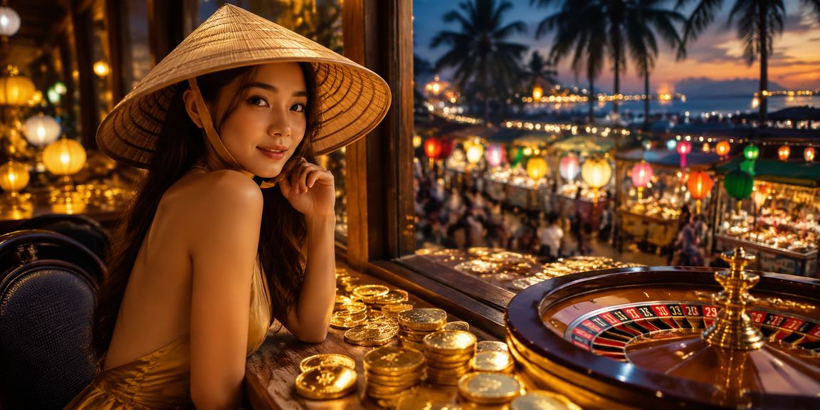 Người phụ nữ đội nón lá tham gia roulette trực tuyến tại Phú Quốc